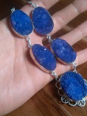 Purple Druzy Quartz Silver Plated Necklace (18 Inch)